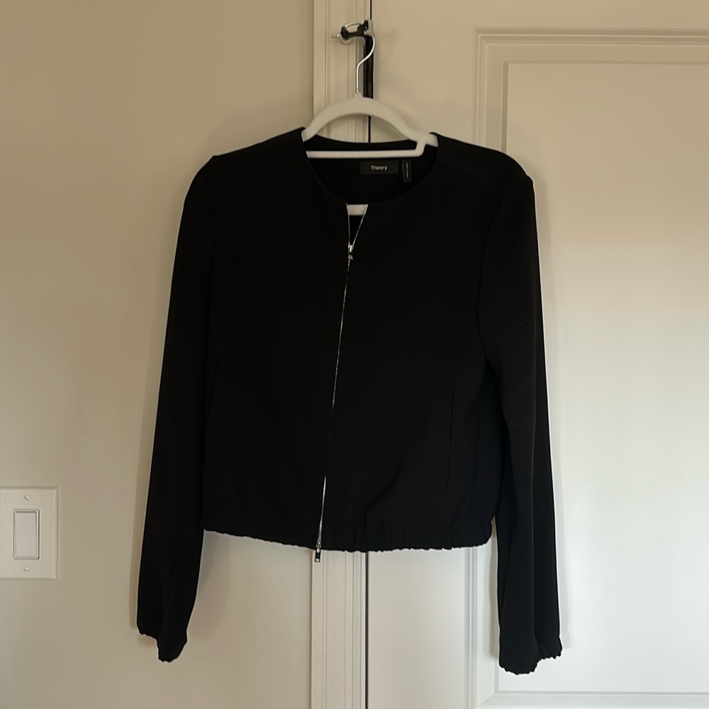 Theory Black Bomber Jacket Sz 2